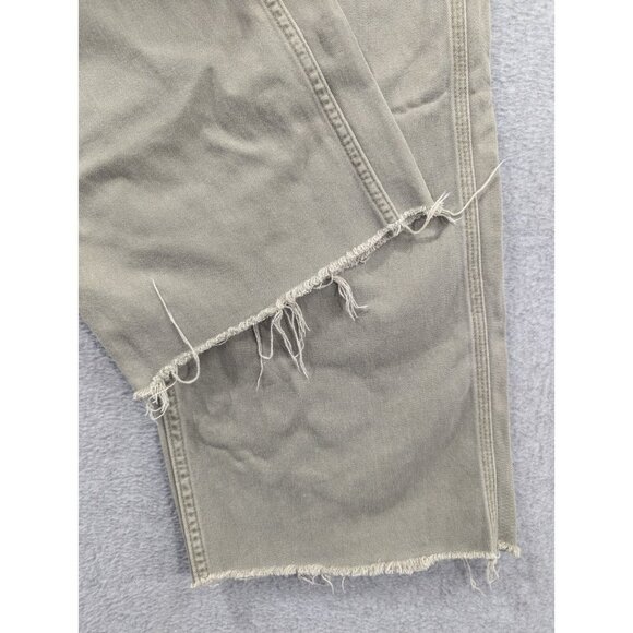 Asos Design Jeans Womens Size 4 Gren High Rise Wide Leg Raw Hem Cuff 100% Cotton - Picture 4 of 13